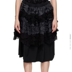 New Comme Des Garçons Midi Black Layered Skirt Size Small